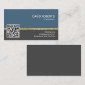 Beruflicher Schlichter Blue & Gray QR Code Consult Visitenkarte (Vorne/Hinten)