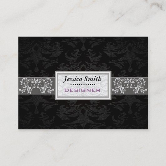 Beruflicher, schlichter, moderner Damast Visitenkarte (Vorderseite)