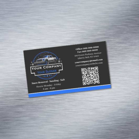 Beruflicher Schneeabbau, Schneepflug Magnetische Visitenkarte (Beispiel)