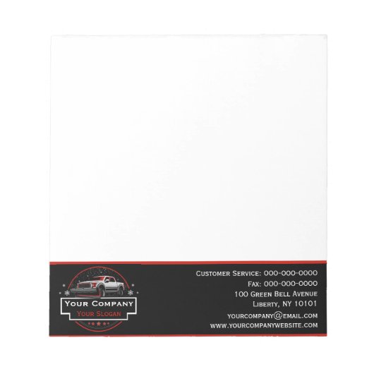 Beruflicher Schneeabbau, Schneepflug Notizblock (Vorderseite)