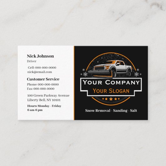 Beruflicher Schneeabbau, Schneepflug Visitenkarte (Vorderseite)
