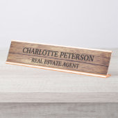 Beruflicher Schreibtisch mit rustikaler Holzplatte Schreibtischnamensplakette (Vorderseite )