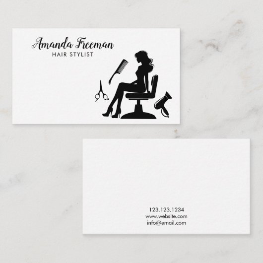 Beruflicher Schwarz-Weiß-Friseur Visitenkarte (Vorne/Hinten)