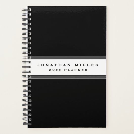 Beruflicher Schwarz-Weiß-Streifen | Name und Jahr Planer (Vorderseite)