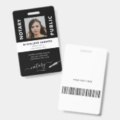 Beruflicher Schwarz-weißer Notar-Agent Ausweis (Vorder- & Rückseite)