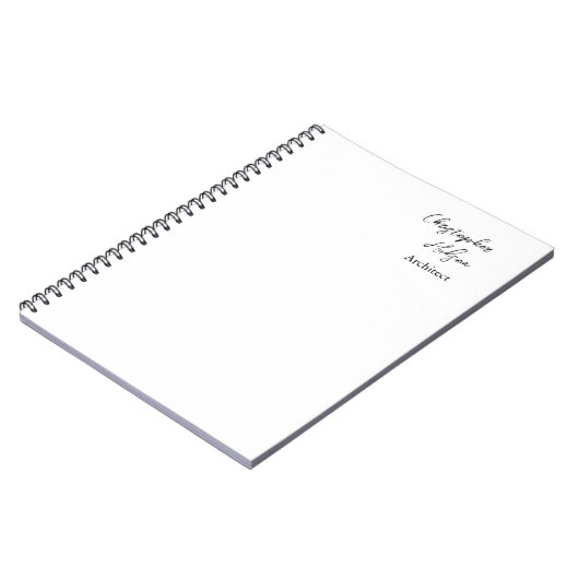 Beruflicher Schwarz-weißer Schlichter Architekt Di Notizblock (Linke Seite)