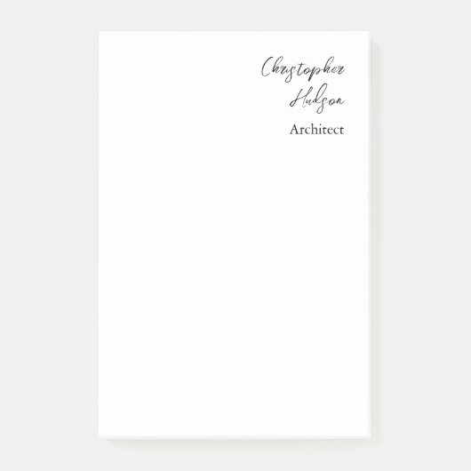 Beruflicher Schwarz-weißer Schlichter Architekt Di Post-it Klebezettel (Vorderseite)