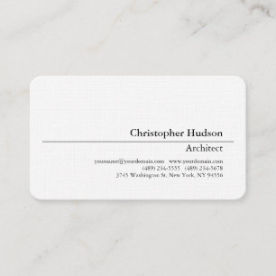 Beruflicher Schwarz-weißer Schlichter Architekt Visitenkarte