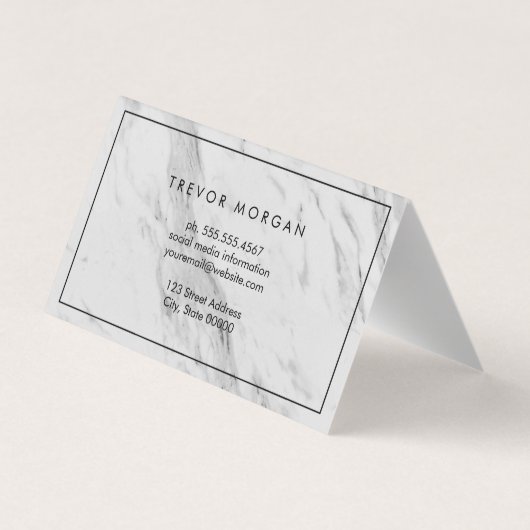 Beruflicher schwarzer Ledertrimmmarmor Visitenkarten (Rückseite)