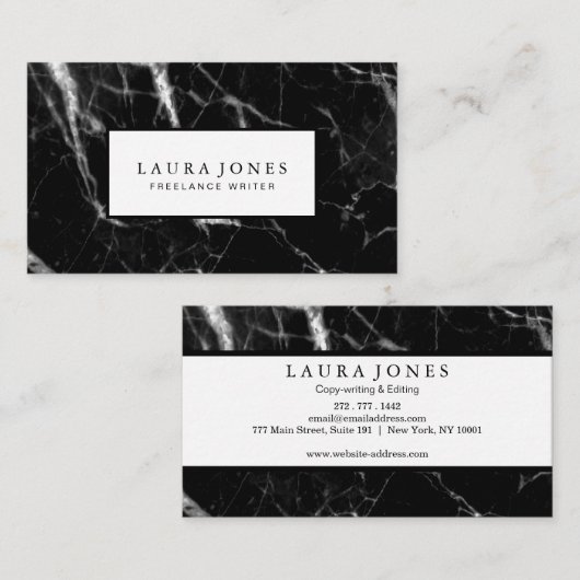 Beruflicher schwarzer Marmor Visitenkarte (Vorne/Hinten)