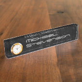 Beruflicher schwarzer, moderner Namensschild mit U Namensplakette (Seite)