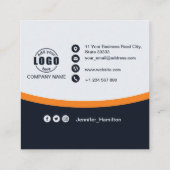Beruflicher schwarzer Orange-Code für Ihr Logo Quadratische Visitenkarte (Rückseite)