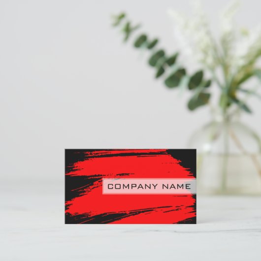 Beruflicher Schwarzer Roter Pinselstrich Visitenkarte (Stehend Vorderseite)