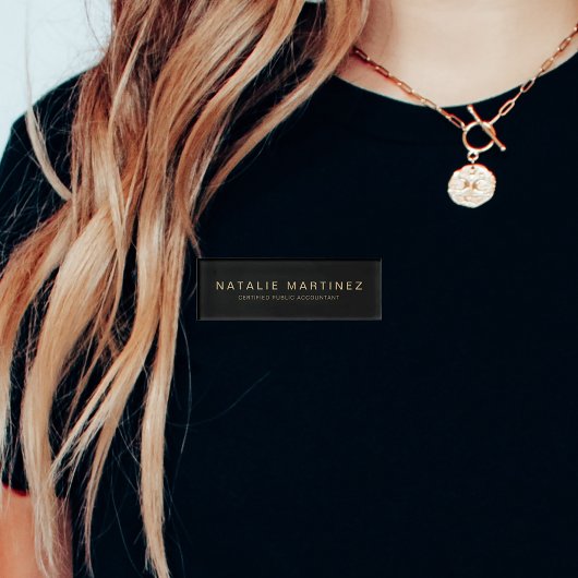 Beruflicher schwarzer und goldener Magnetarbeiter Namenschild