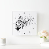 Beruflicher Schweißer Quadratische Wanduhr (Zuhause)