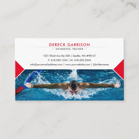 Beruflicher Schwimmtrainer | Coach Visitenkarte (Vorderseite)