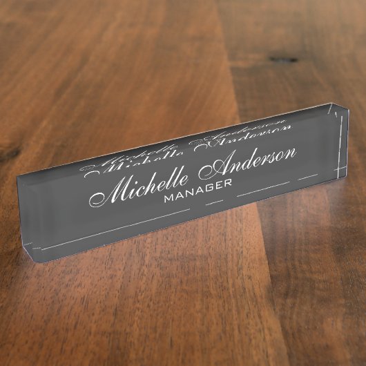 Beruflicher Script-Manager-Namenplate "Gray Charm" Namensplakette (Seite)