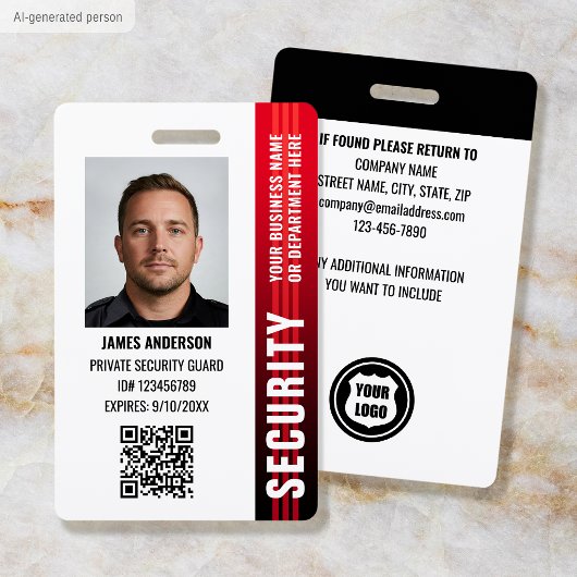 Beruflicher Sicherheitsbeamter ID Foto Red Ausweis