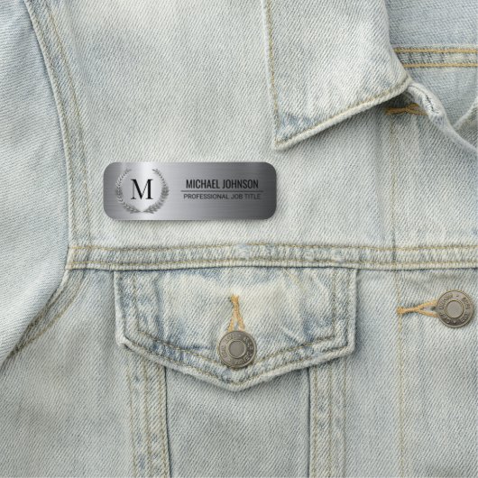 Beruflicher Silber-Edelstahl-Metalldruck Namensschild (Beispiel)