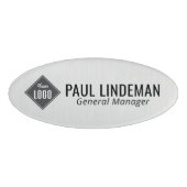 Beruflicher Silver Chrome Firmenlogo Mitarbeiter Namenschild (Vorderseite)