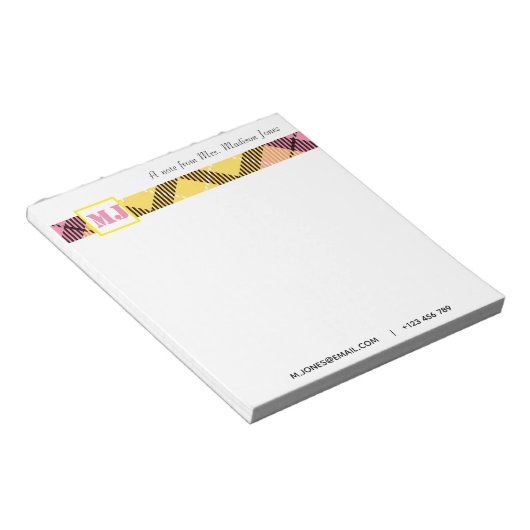 Beruflicher Skriptname Modern Monogram Kariert Notizblock (angewinkelt)