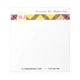 Beruflicher Skriptname Modern Monogram Kariert Notizblock