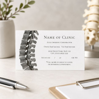 Beruflicher Spine Chiropraktiker Ernennung Terminkarte