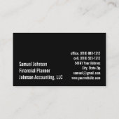 Beruflicher, stilvoller Finanzplaner Visitenkarte (Rückseite)