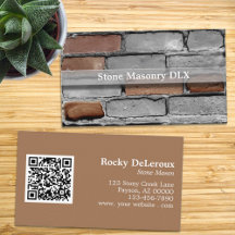 Beruflicher Stonemason Rustic Brick and QR Code