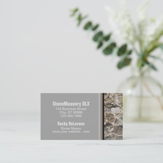Beruflicher Stonemason Rustic Rock Border QR Code Visitenkarte (Stehend Vorderseite)