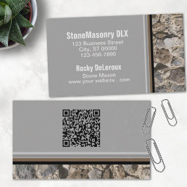 Beruflicher Stonemason Rustic Rock Border QR Code Visitenkarte