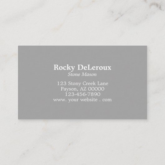 Beruflicher Stonemason Rustikaler Stein Visitenkarte (Rückseite)