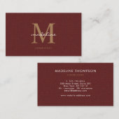 Beruflicher Strick Tweed Red Maroon Gold Monogram Visitenkarte (Vorne/Hinten)