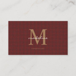 Beruflicher Strick Tweed Red Maroon Gold Monogram Visitenkarte