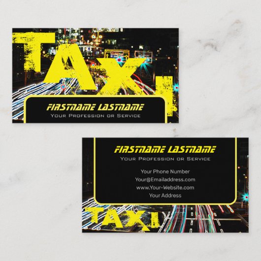 Beruflicher Taxifahrer gelbes Taxi Visitenkarte (Vorne/Hinten)
