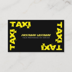 Beruflicher Taxifahrer gelbes Taxi Visitenkarte