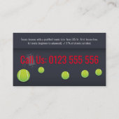 Beruflicher Tennislehrer | Tennis Racket Visitenkarte (Rückseite)