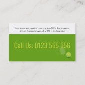 Beruflicher Tennislehrer | Tennis Racket Visitenkarte (Rückseite)