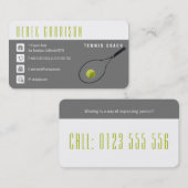 Beruflicher Tennislehrer | Tennis Racket Visitenkarte (Vorne/Hinten)
