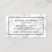 Beruflicher Tennistrainer aus weißem Marmor Visitenkarte (Rückseite)