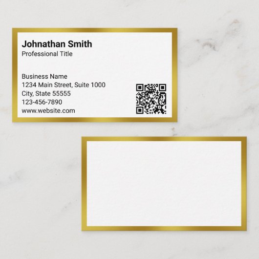 Beruflicher Titel Kontakt Info White Gold QR Code Visitenkarte (Vorne/Hinten)
