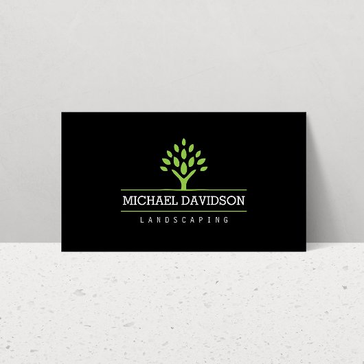 Beruflicher Tree Landscaping Black Business Card Visitenkarte