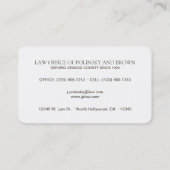 Beruflicher und moderner Rechtsanwalt Visitenkarte (Rückseite)