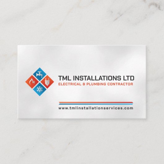 Beruflicher Unternehmer für Elektro- und Klempnert Visitenkarte (Vorderseite)