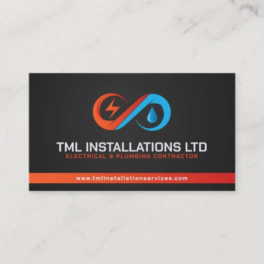 Beruflicher Unternehmer für Elektro- und Klempnert Visitenkarte (Vorderseite)