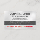 Beruflicher Unternehmer für Elektro- und Klempnert Visitenkarte (Rückseite)