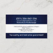 Beruflicher Unternehmer für Elektro- und Klempnert Visitenkarte (Rückseite)