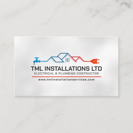 Beruflicher Unternehmer für Elektro- und Klempnert Visitenkarte (Vorderseite)