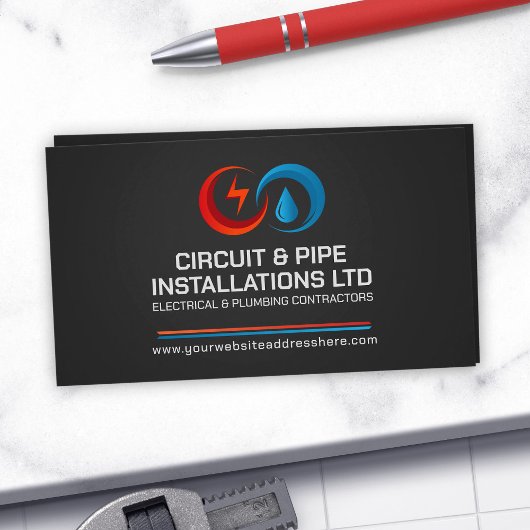 Beruflicher Unternehmer für Elektro- und Klempnert Visitenkarte