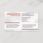 Beruflicher Unternehmer für Elektro- und Klempnert Visitenkarte (Rückseite)